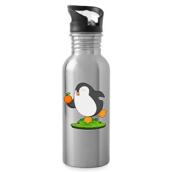 Orange Pingouin - Gourde avec paille intégrée - argent clair - Droite