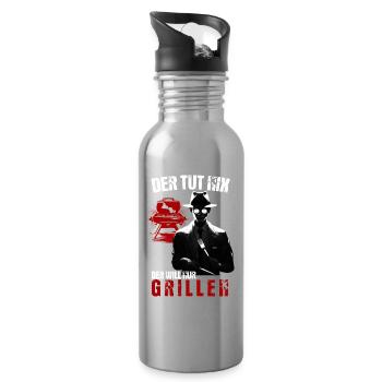 Der Tut Nix Der Will Nur Grillen BBQ Geschenk - Trinkflasche mit integriertem Trinkhalm - Lightsilver - Rechts