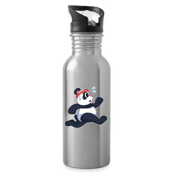 Panda Jogger Jogging Sport - Gourde avec paille intégrée - argent clair - Droite