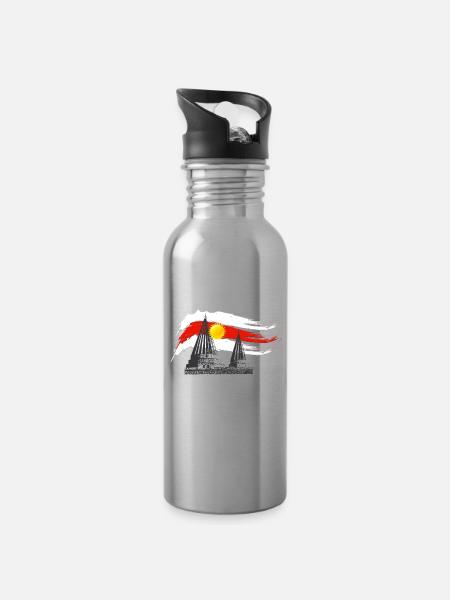Ezidxan 74 - Trinkflasche mit integriertem Trinkhalm - Lightsilver