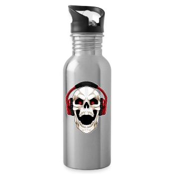 Musique casque Skull - Gourde avec paille intégrée - argent clair - Droite