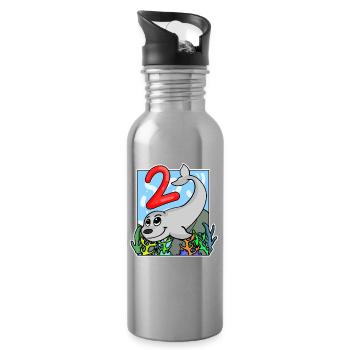 2 anniversaire 2 ans avec motif animal - deux - Gourde avec paille intégrée - argent clair - Droite