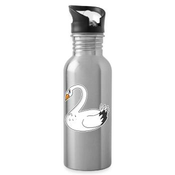 Cygne - Gourde avec paille intégrée - argent clair - Droite