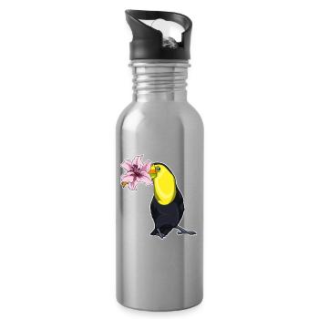 Lys toucan - Gourde avec paille intégrée - argent clair - Droite