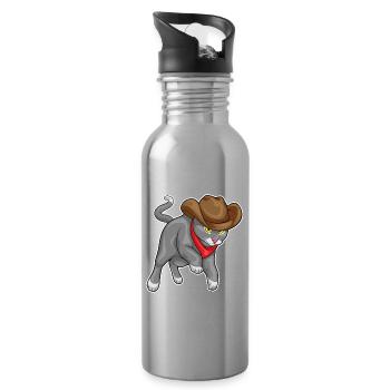Chat Cowboy Cowboy Chapeau - Gourde avec paille intégrée - argent clair - Droite