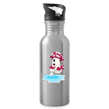 Mushroom Swimming Water Jump Summer - Water bottle with straw - silver - Right