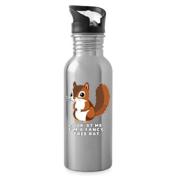 Squirrel with funny saying - Water bottle with straw - silver - Right