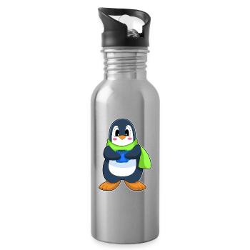 Pinguin Kaffee Tasse - Trinkflasche mit integriertem Trinkhalm - Lightsilver - Rechts