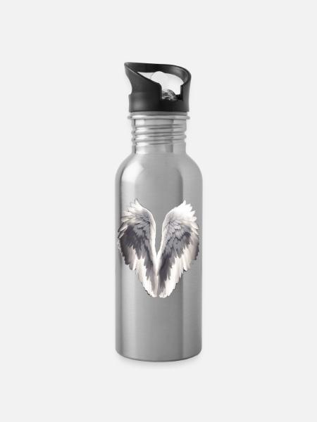 Ailes d’ange - Gourde avec paille intégrée - argent clair
