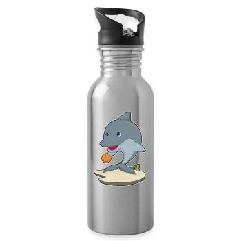 Dolphin Basketball Player Basketball - Gourde avec paille intégrée - argent clair - Droite