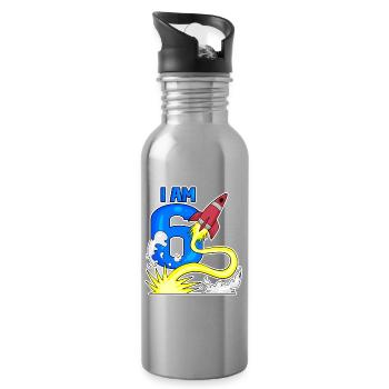 6 Geburtstag Junge Astronaut Rakete - sechs Jahre - Trinkflasche mit integriertem Trinkhalm - Lightsilver - Rechts