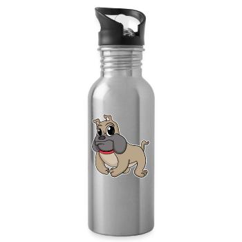 Chien bouledogue français race chiens chiens - Gourde avec paille intégrée - argent clair - Droite