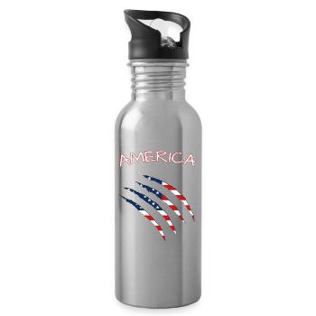 America, Claws, Cuts, Amerika, USA, American Flag  - Trinkflasche mit integriertem Trinkhalm - Lightsilver - Rechts
