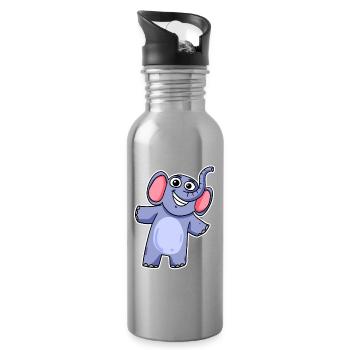 Cute little elephant - Water bottle with straw - silver - Right
