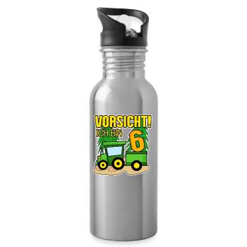 Bauer Landwirt 6 Jahre Junge 6. Geburtstag Sohn - Trinkflasche mit integriertem Trinkhalm - Lightsilver - Rechts