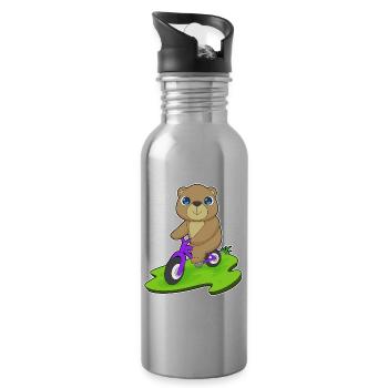 Vélo d’ours - Gourde avec paille intégrée - argent clair - Droite