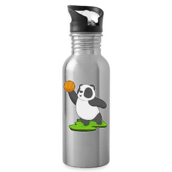 Panda Basketball Player Basketball - Water bottle with straw - silver - Right