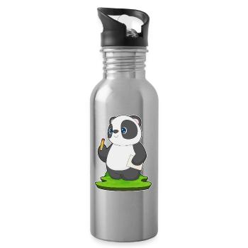 Panda Schüler Bleistift Schule - Trinkflasche mit integriertem Trinkhalm - Lightsilver - Rechts