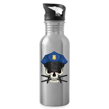 Police du Bâton du Policier du Crâne - Gourde avec paille intégrée - argent clair - Droite