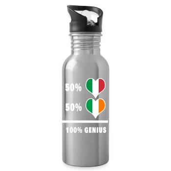 Irlande et Italie 100% drapeaux fantastiques - Gourde avec paille intégrée - argent clair - Droite