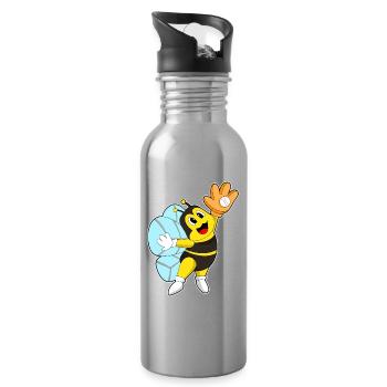 Bee Baseball Baseball Glove - Water bottle with straw - silver - Right