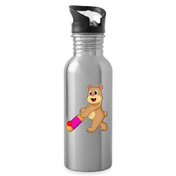 Bear Cricket Cricket Bats - Water bottle with straw - silver - Right