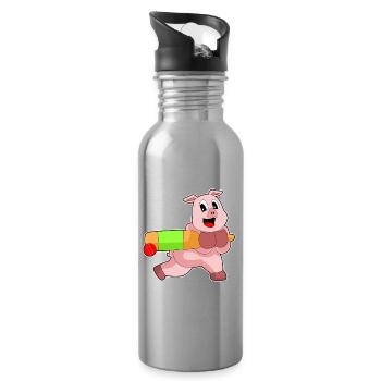 Pig Cricket Cricket Bats - Water bottle with straw - silver - Right