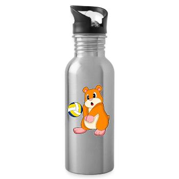 Hamster Volleyballspieler Volleyball - Trinkflasche mit integriertem Trinkhalm - Lightsilver - Rechts