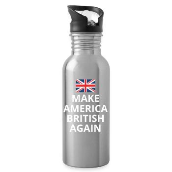 Make America British Again Union Jack Flag - Water bottle with straw - silver - Right