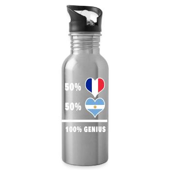 100% tolle Flagge von Argentinien und Frankreich - Trinkflasche mit integriertem Trinkhalm - Lightsilver - Rechts