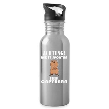 Capybara Wasserschwein - Trinkflasche mit integriertem Trinkhalm - Lightsilver - Rechts