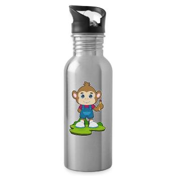École de crayons Monkey Student - Gourde avec paille intégrée - argent clair - Droite