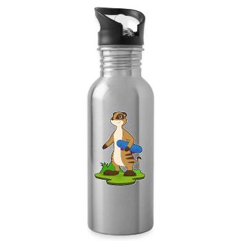 Suricate Skater Skateboard - Gourde avec paille intégrée - argent clair - Droite