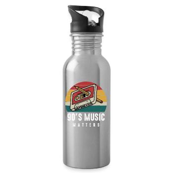 90s Music Matters-Musik Geschenkidee-Party Apparel - Trinkflasche mit integriertem Trinkhalm - Lightsilver - Rechts