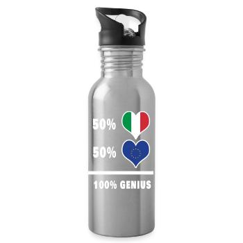 Europe and Italy 100% fantastic flags - Water bottle with straw - silver - Right