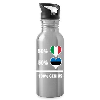 Estonia and Italy 100% fantastic flags - Water bottle with straw - silver - Right