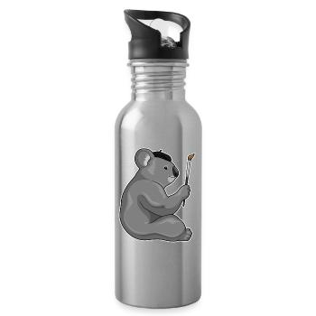 Koala Maler Pinsel Malen - Trinkflasche mit integriertem Trinkhalm - Lightsilver - Rechts