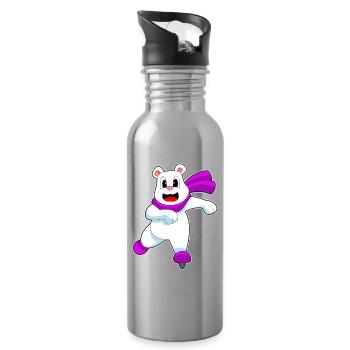 Eisbär Eislaufen Schlittschuhe - Trinkflasche mit integriertem Trinkhalm - Lightsilver - Rechts