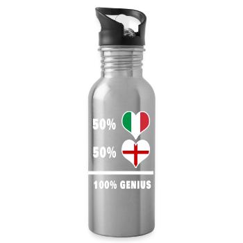 Angleterre et Italie 100% drapeaux fantastiques - Gourde avec paille intégrée - argent clair - Droite
