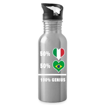 Drapeaux 100% fantastiques du Brésil et de l’Italie - Gourde avec paille intégrée - argent clair - Droite