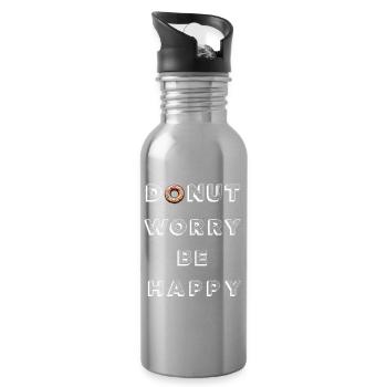 Donut Worry Be Happy - Water bottle with straw - silver - Right