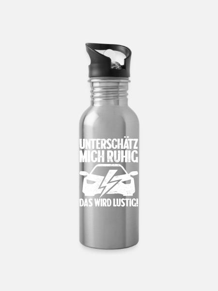 Unterschätz mich ruhig E-Auto Elektro Fahrer - Trinkflasche mit integriertem Trinkhalm - Lightsilver