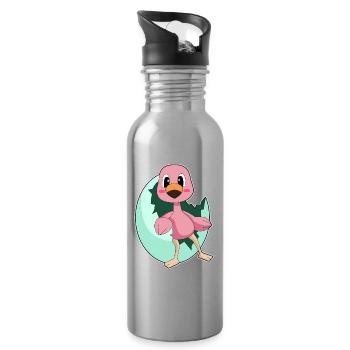 Flamingo Ei - Trinkflasche mit integriertem Trinkhalm - Lightsilver - Rechts