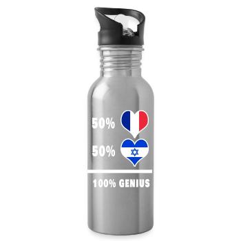 Israël et la France 100% génial Drapeaux Design - Gourde avec paille intégrée - argent clair - Droite