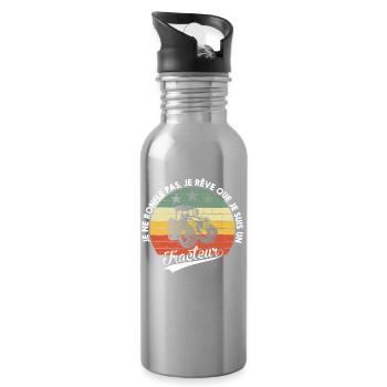 Cadeau Fermier Tracteur Agriculteur Humour - Gourde avec paille intégrée - argent clair - Droite