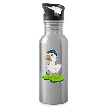 Chapeau de canard - Gourde avec paille intégrée - argent clair - Droite