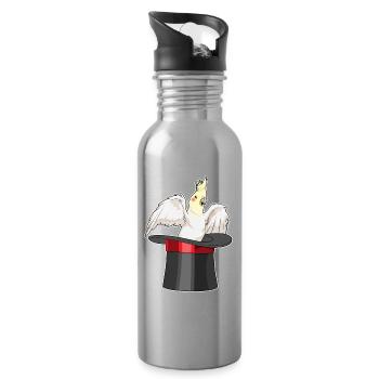 Papagei Zauberer Zylinder - Trinkflasche mit integriertem Trinkhalm - Lightsilver - Rechts