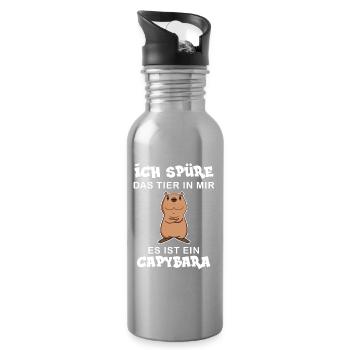 Capybara Wasserschwein Capybaras - Trinkflasche mit integriertem Trinkhalm - Lightsilver - Rechts
