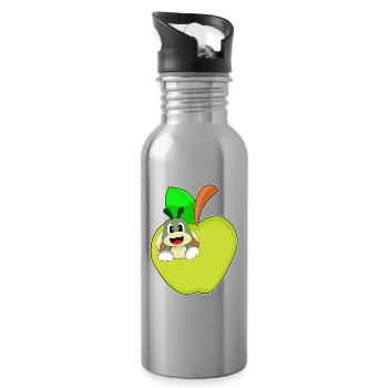 Pomme chenille - Gourde avec paille intégrée - argent clair - Droite