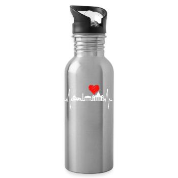 Rome Colosseum Heartbeat Roma Skyline Rome Italy - Water bottle with straw - silver - Right